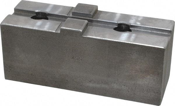 H & R Manufacturing - 15" Chuck Capacity, Tongue & Groove Attachment, Square Soft Lathe Chuck Jaw - Steel, 3" Btw Mount Hole Ctrs, 5-5/8" Long x 2" Wide x 2-5/16" High, 1/2" Groove - Top Tool & Supply