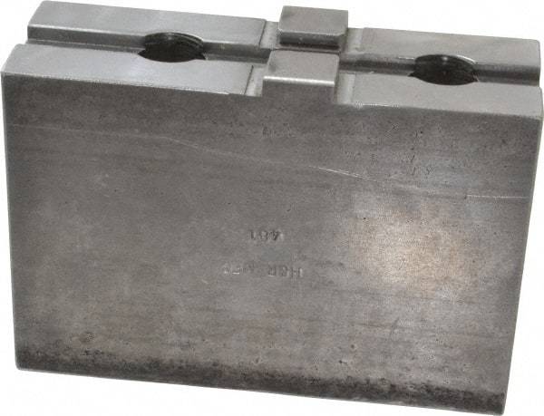 H & R Manufacturing - 18 to 21" Chuck Capacity, Tongue & Groove Attachment, Square Soft Lathe Chuck Jaw - Steel, 3" Btw Mount Hole Ctrs, 5-5/8" Long x 2" Wide x 3-13/16" High, 1/2" Groove - Top Tool & Supply