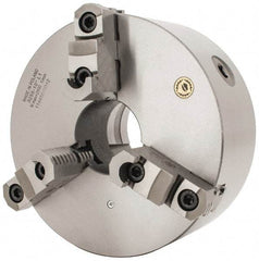 Bison - 3 Jaws, 10" Diam, Self Centering Manual Lathe Chuck - L-1 Mount Spindle, Reversible, 2,000 Max RPM, 2.9921" Through Hole Diam, 0.001" Axial Runout, 0.0016" Radial Runout, Cast Iron - Top Tool & Supply