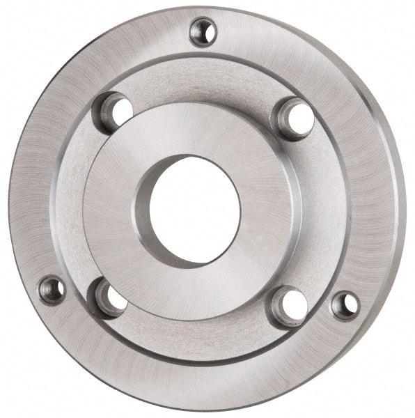 Bison - Adapter Back Plate for 10" Diam Self Centering Lathe Chucks - A2-8 Mount, 2.922" Through Hole Diam, 5.708mm ID, 9.84" OD, 1.07" Flange Height, Steel - Top Tool & Supply