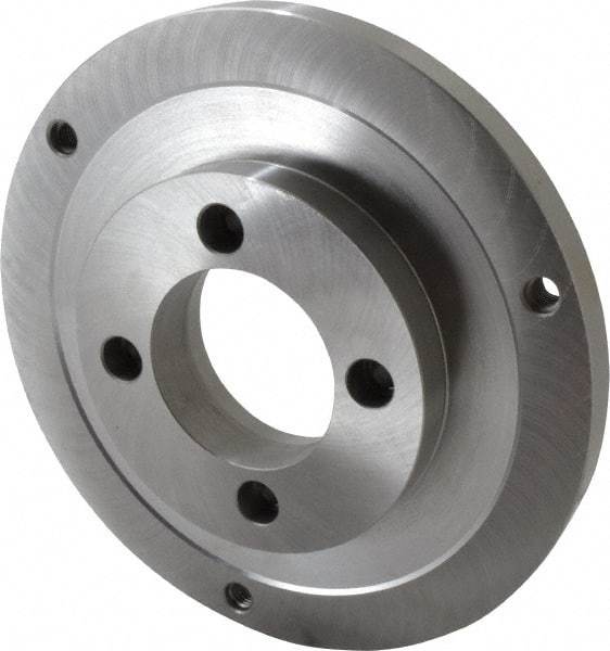 Bison - Adapter Back Plate for 10" Diam Self Centering Lathe Chucks - A2-5 Mount, 2.922" Through Hole Diam, 5.708mm ID, 9.84" OD, 3/4" Flange Height, Steel - Top Tool & Supply