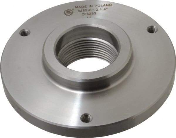 Bison - Adapter Back Plate for 6-1/4" Diam Self Centering Lathe Chucks - 2-1/4 - 8 Mount, 2.26" Through Hole Diam, 3.385mm ID, 38139" OD, 0.59" Flange Height, Steel - Top Tool & Supply