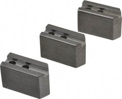 H & R Manufacturing - 5" Chuck Capacity, 1.5mm x 60° Serrated Attachment, Square Soft Lathe Chuck Jaw - 3 Jaws, Steel, 0.708" Btw Mount Hole Ctrs, 2-5/16" Long x 1" Wide x 1-1/2" High, 0.395" Groove, 8mm Fastener - Top Tool & Supply