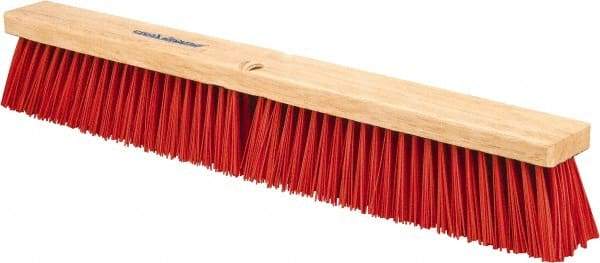 PRO-SOURCE - 24" Heavy Duty Synthetic Push Broom - 4" Bristle Length, Wood Block, Threaded Handle Connection - Top Tool & Supply