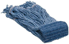 PRO-SOURCE - 5" Blue Head Band, Large Blended Fiber Loop End Mop Head - 4 Ply, Clamp Jaw Connection, Use for General Purpose - Top Tool & Supply