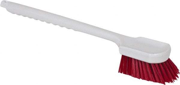 PRO-SOURCE - 1-1/2" Bristle Length, Polypropylene Utility Scrub Brush - 20" OAL, Red, Plastic Block - Top Tool & Supply