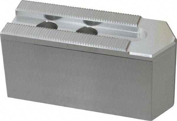 Masterman & Kovil - 8" Chuck Capacity, 1.5mm x 60° Serrated Attachment, Square Soft Lathe Chuck Jaw - 3 Jaws, Aluminum, 0.984" Btw Mount Hole Ctrs, 4mm Long x 1-1/2" Wide x 2" High, 0.551" Groove, 12mm Fastener - Top Tool & Supply