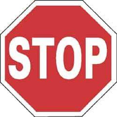 NMC - "Stop", 30" Wide x 30" High, Aluminum Stop & Yield Signs - 0.08" Thick, White on Red, Engineer Grade Reflectivity, Octagon, Post Mount - Top Tool & Supply