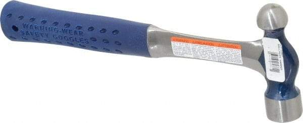 Estwing - 3/4 Lb Head Ball Pein Hammer - Steel Handle, 1-3/8" Face Diam, 11-1/8" OAL, Steel with Cushion Grip - Top Tool & Supply