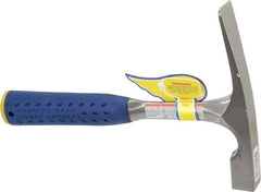 Estwing - 1-1/2 Lb Head Bricklayer's Hammer - 11" OAL, Steel Handle with Grip, 53/64" Face Diam - Top Tool & Supply