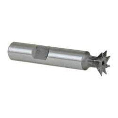 Keo - 1/2" Diam x 1/8" Width of Cut, 45° Included Angle, High Speed Steel Dovetail Cutter - 3/8" Shank Diam, 2" Shank Length, 2-1/8" Overall Length, Weldon Flat, Uncoated - Top Tool & Supply