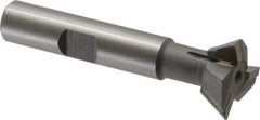 Keo - 3/4" Diam x 1/4" Width of Cut, 60° Included Angle, Carbide-Tipped Dovetail Cutter - 3/8" Shank Diam, 2-1/4" Overall Length, 0.02" Corner Radius, Weldon Flat, Uncoated - Top Tool & Supply