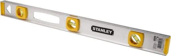 Stanley - 24" Long 3 Vial I-Beam Level - Aluminum, Silver, 1 45°, 1 Level & 1 Plumb Vials - Top Tool & Supply