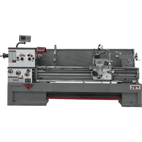 Jet - 22" Swing, 80" Between Centers, 230/460 Volt, Triple Phase Engine Lathe - 7MT Taper, 10 hp, 25 to 1,800 RPM, 3-1/8" Bore Diam, 40" Deep x 48-7/8" High x 136-1/8" Long - Top Tool & Supply