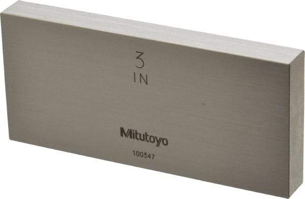 Mitutoyo - 3" Rectangular Steel Gage Block - Accuracy Grade 0, Includes Certificate of Inspection - Top Tool & Supply