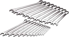 SK - 21 Piece, 1/4" to 1-1/2", 12 Point Combination Wrench Set - Inch Measurement Standard, Chrome Finish, Comes in Rack - Top Tool & Supply