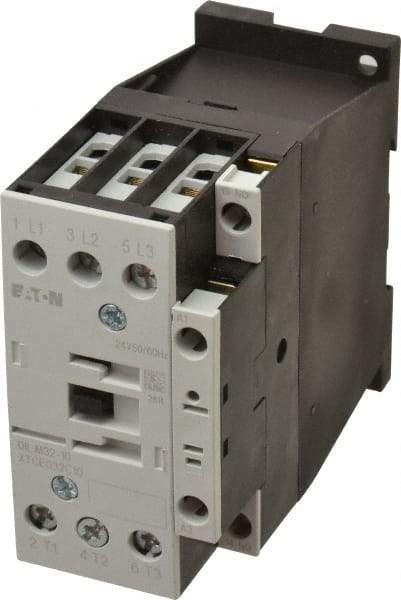 Eaton Cutler-Hammer - 3 Pole, 24 Coil VAC, 40 Amp, Nonreversible Open Enclosure IEC Contactor - 1 Phase hp: 3 at 115 V, 5 at 200 V, 5 at 230 V, 3 Phase hp: 10 at 200 V, 10 at 230 V, 20 at 460 V, 25 at 575 V, 32 Amp Inductive Load Rating Listed - Top Tool & Supply