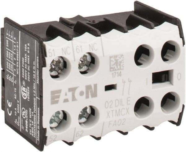 Eaton Cutler-Hammer - 6 to 9 Amp, Contactor Front Mount Auxiliary Contact - For Use with Miniature Contactor and XTRM Miniature Control Relay - Top Tool & Supply