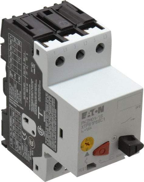 Eaton Cutler-Hammer - 1.6 Amp, IEC, Open Pushbutton Manual Motor Starter - 45mm Wide x 85mm Deep x 3.6667" High, 3/4 hp at 480/600 V, CE Approved, CSA Certified, DIN VDE, EN/IEC, UL 508 Type E Compliant & UL Listed - Top Tool & Supply