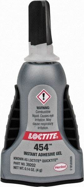 Loctite - 0.14 oz Bottle Clear Instant Adhesive - Series QuickTite, 5 to 30 sec Working Time, 24 hr Full Cure Time, Bonds to Metal & Plastic - Top Tool & Supply