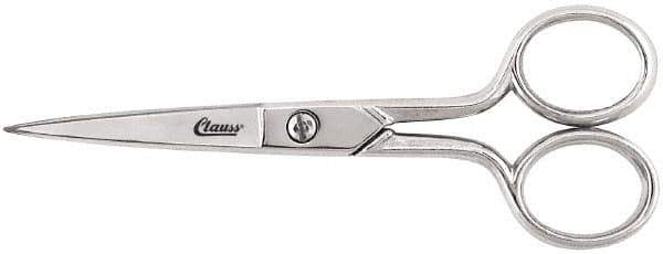 Clauss - 2" LOC, 5" OAL Chrome Plated Standard Scissors - Ambidextrous, Chrome Plated Straight Handle, For Sewing - Top Tool & Supply