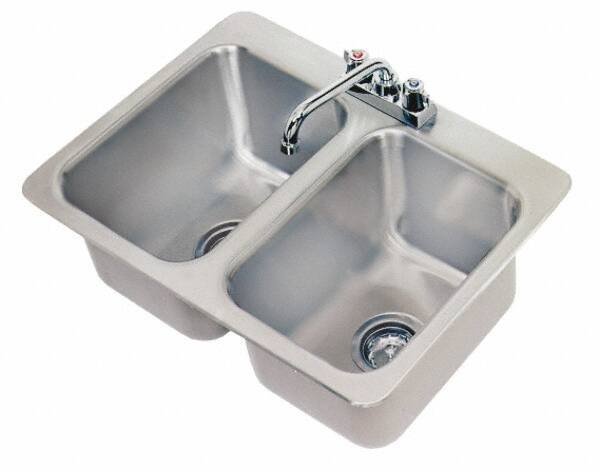 Advance Tabco - 10" Long x 14" Wide Inside, 2 Compartment, Stainless Steel Stainless Steel Drop In Sink - 20 Gauge, 24-7/8" Long x 18-1/2" Wide Outside, 10" Deep - Top Tool & Supply