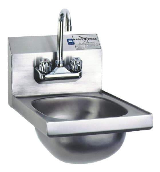 Eagle MHC - 9-3/4" Long x 13-1/2" Wide Inside, 1 Compartment, Stainless Steel Stainless Steel Hand Sink - 20 Gauge, 12" Long x 18" Wide x 14-1/4" High Outside, 6-3/4" Deep - Top Tool & Supply