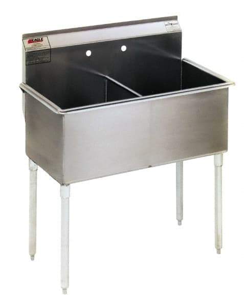 Eagle MHC - 48" Long x 21" Wide Inside, 2 Compartment, Stainless Steel Stainless Steel Scullery Sink - 16 Gauge, 51" Long x 24-1/2" Wide x 42" High Outside, 14" Deep - Top Tool & Supply