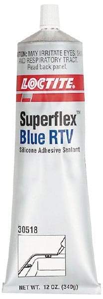 Loctite - 12 oz Tube Blue RTV Silicone Gasket Sealant - 500°F Max Operating Temp, 30 min Tack Free Dry Time, 24 hr Full Cure Time, Series 234 - Top Tool & Supply