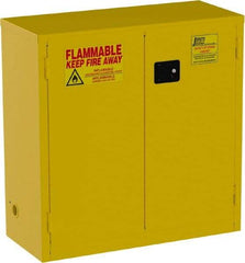 Jamco - 2 Door, 1 Shelf, Yellow Steel Standard Safety Cabinet for Flammable and Combustible Liquids - 44" High x 43" Wide x 18" Deep, Manual Closing Door, 3 Point Key Lock, 30 Gal Capacity - Top Tool & Supply