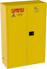 Jamco - 2 Door, 2 Shelf, Yellow Steel Standard Safety Cabinet for Flammable and Combustible Liquids - 65" High x 43" Wide x 18" Deep, Manual Closing Door, 3 Point Key Lock, 45 Gal Capacity - Top Tool & Supply