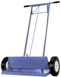 Made in USA - 36" Long Push Magnetic Sweeper with Wheels - 4-1/2" Wide x 1-1/2" High x 48" Long, 10" Wheel Diam, 2-1/2" Clearance - Top Tool & Supply