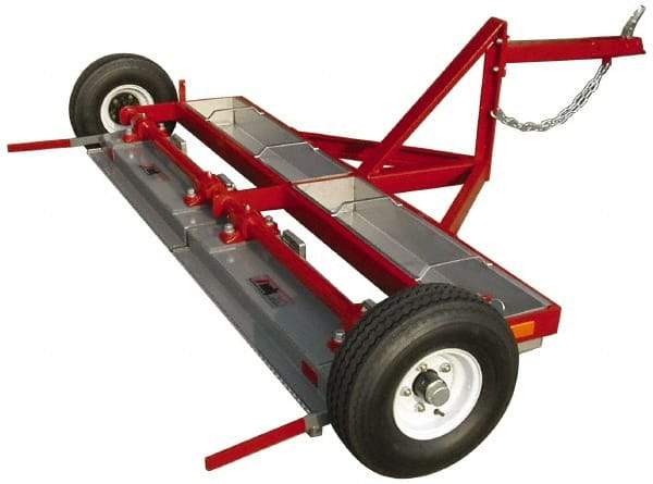 Made in USA - 60" Long Tow-Behind Magnetic Sweeper with Wheels - 12" Wide x 4-1/2" High, 8" Wheel Diam, 2" Clearance - Top Tool & Supply