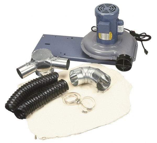 Baldor - 115 Volt Pedestal Mount Dust Collector - 1" Deep x 7" High, 3" Connection Diam, 440 CFM Air Flow - Top Tool & Supply