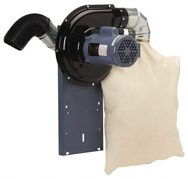 Baldor - 115 Volt Pedestal Mount Dust Collector - 2" Deep x 12" High, 5" Connection Diam, 440 CFM Air Flow - Top Tool & Supply