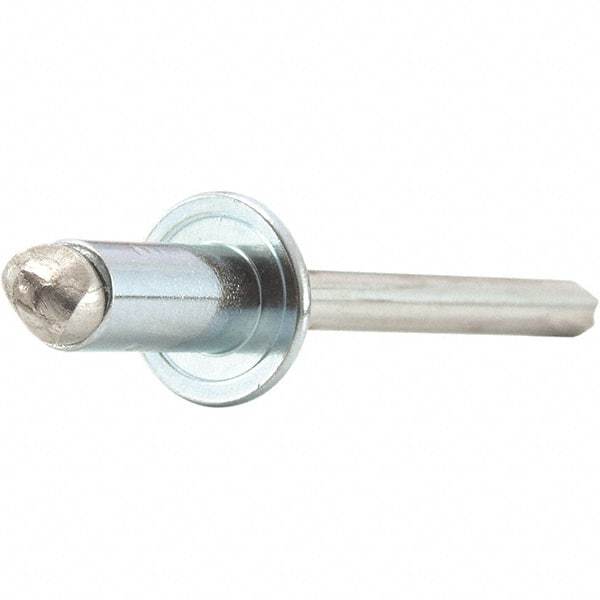 STANLEY Engineered Fastening - Size 4 Dome Head Stainless Steel Open End Blind Rivet - Stainless Steel Mandrel, 0.313" to 3/8" Grip, 1/8" Head Diam, 0.129" to 0.133" Hole Diam, 0.077" Body Diam - Top Tool & Supply