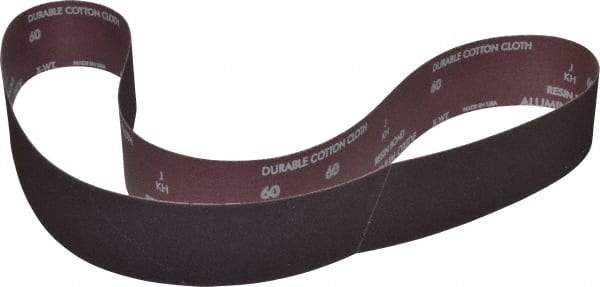 Norton - 2-1/2" Wide x 60" OAL, 60 Grit, Aluminum Oxide Abrasive Belt - Aluminum Oxide, Medium, Coated, X Weighted Cloth Backing, Series R228 - Top Tool & Supply