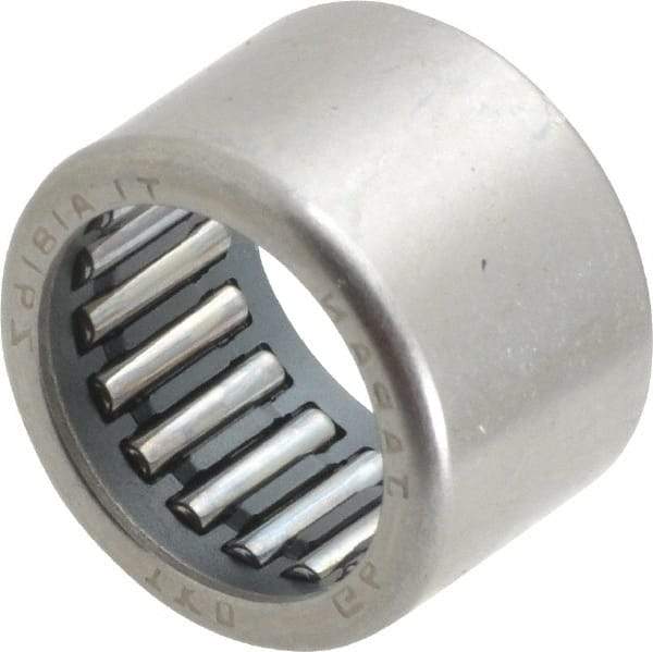 IKO - 0.709" Bore Diam, 2,600 Lb. Dynamic Capacity, 18 x 24 x 16mm, Caged, Open End, Shell Needle Roller Bearing - 0.945" Outside Diam, 0.63" Wide - Top Tool & Supply