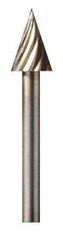 Dremel - 1/4" Cut Diam, 1/8" Shank Diam, Cone Head Single Cut Burr - High Speed Steel, Point End - Top Tool & Supply