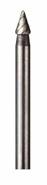 Dremel - 1/8" Cut Diam, 1/8" Shank Diam, Cone Head Single Cut Burr - High Speed Steel, Point End - Top Tool & Supply