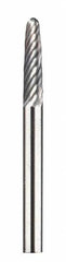 Dremel - 1/8" Cut Diam, 1/8" Shank Diam, Tree with Radius Head Double Cut Burr - Carbide, Radius End, 35/64" LOC - Top Tool & Supply