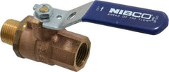 NIBCO - 1/2" Pipe, Full Port, Bronze Standard Ball Valve - 2 Piece, Inline - One Way Flow, MNPT x FNPT Ends, Lever Handle, 600 WOG, 200 WSP - Top Tool & Supply