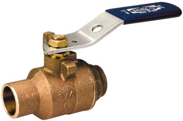 NIBCO - 2-1/2" Pipe, Standard Port, Bronze Standard Ball Valve - 2 Piece, Inline - One Way Flow, Soldered x Soldered Ends, Lever Handle, 600 WOG, 150 WSP - Top Tool & Supply