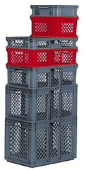 SSI Schaefer - 0.7 Cu Ft, 33 Lb Load Capacity Red Polypropylene Tote Container - Stacking, 15.8" Long x 11.9" Wide x 8.7" High - Top Tool & Supply