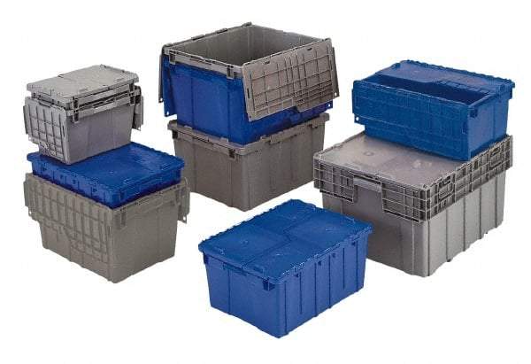 Orbis - 0.7 Cu Ft, 70 Lb Load Capacity Blue Polyethylene Attached-Lid Container - Stacking, Nesting, 19.7" Long x 11.8" Wide x 7.3" High, Lid Included - Top Tool & Supply