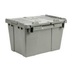 Orbis - 0.6 Cu Ft, 70 Lb Load Capacity Gray Polyethylene Attached-Lid Container - Stacking, Nesting, 15.2" Long x 10.9" Wide x 9.7" High, Lid Included - Top Tool & Supply