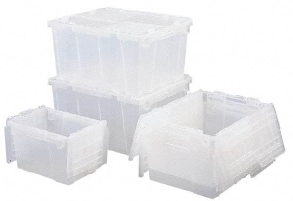 Orbis - 0.3 Cu Ft, 70 Lb Load Capacity Clear Polypropylene Attached-Lid Container - Stacking, Nesting, 11.8" Long x 9.8" Wide x 7.7" High, Lid Included - Top Tool & Supply