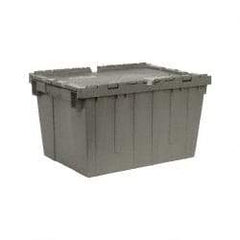 Quantum Storage - 1.67 Cu Ft, 60 Lb Load Capacity Gray Polyethylene Attached-Lid Container - Stacking, Nesting, 21.8" Long x 15" Wide x 12.8" High, Lid Included - Top Tool & Supply