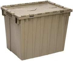 Quantum Storage - 2.31 Cu Ft, 70 Lb Load Capacity Gray Polyethylene Attached-Lid Container - Stacking, Nesting, 21.9" Long x 15.1" Wide x 17.3" High, Lid Included - Top Tool & Supply