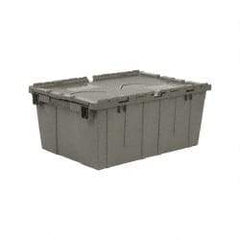 Quantum Storage - 1.27 Cu Ft, 60 Lb Load Capacity Gray Polyethylene Attached-Lid Container - Stacking, Nesting, 21.8" Long x 14.9" Wide x 9.6" High, Lid Included - Top Tool & Supply